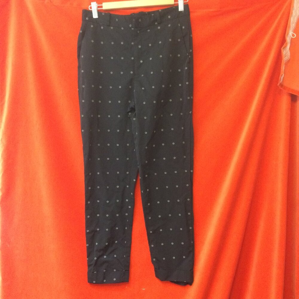 Steven Alan straight leg cropped pants scalloped dots black size 4